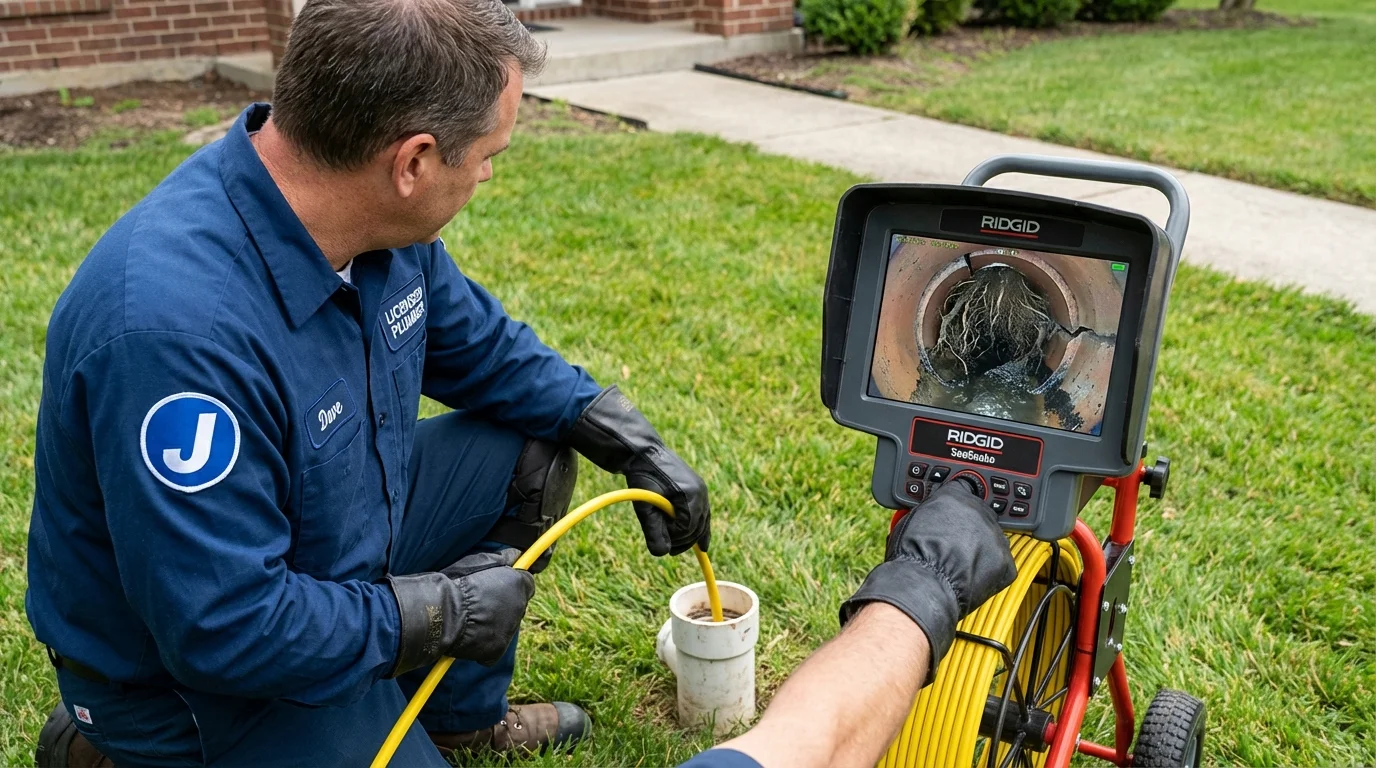 Sewer camera inspection being performed by Johns Plumbing LLC in Villalba